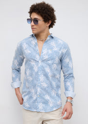 Eskon Tropical Print Shirt: L.Blue