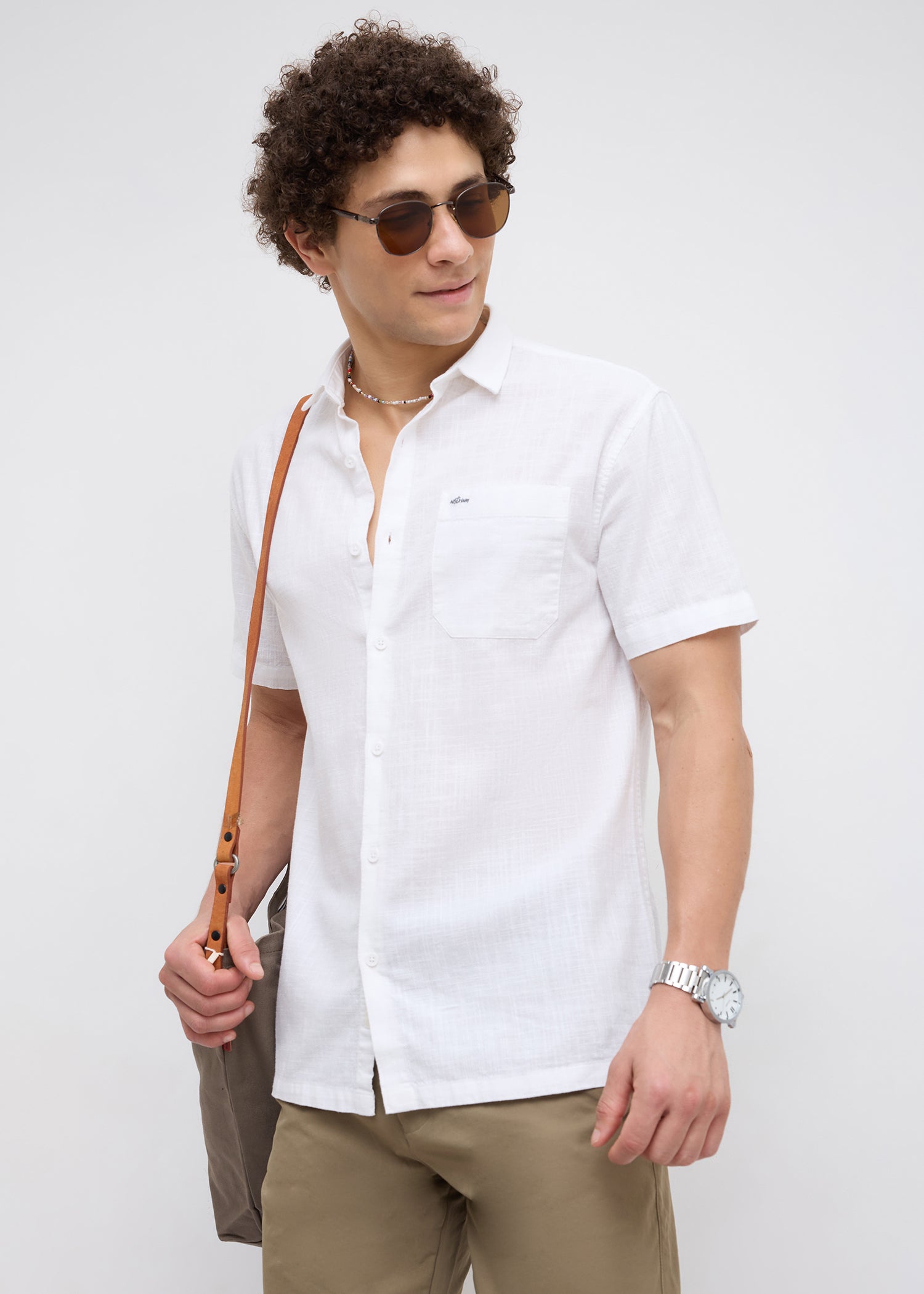 Caroline Half Sleeve Shirt: White