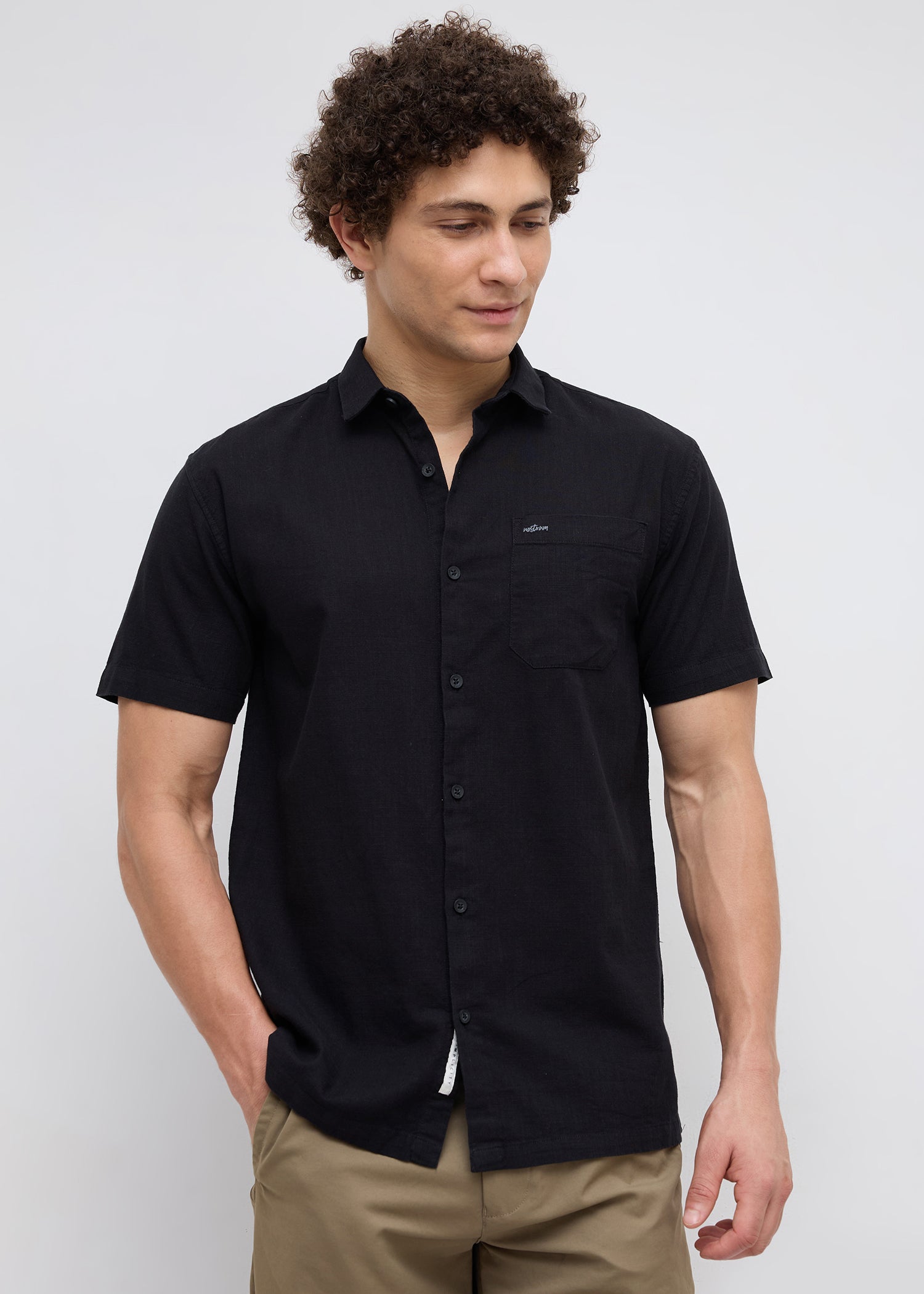 Caroline Half Sleeve Shirt: Black