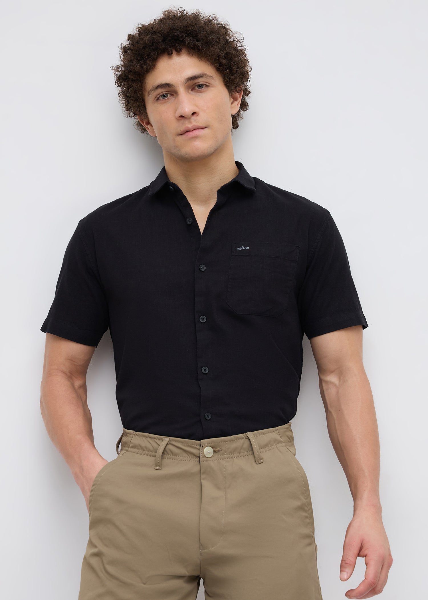Caroline Half Sleeve Shirt: Black
