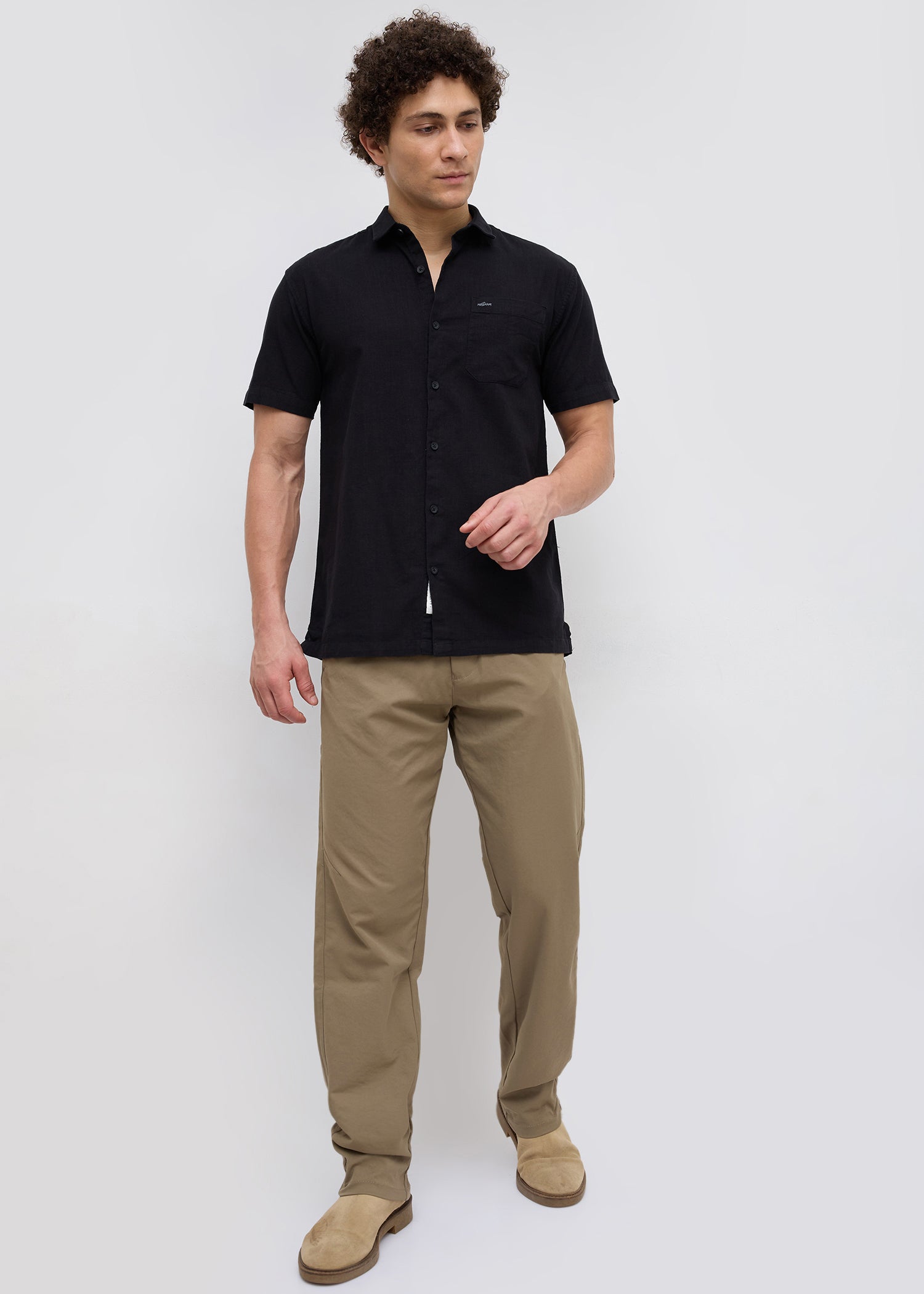 Caroline Half Sleeve Shirt: Black
