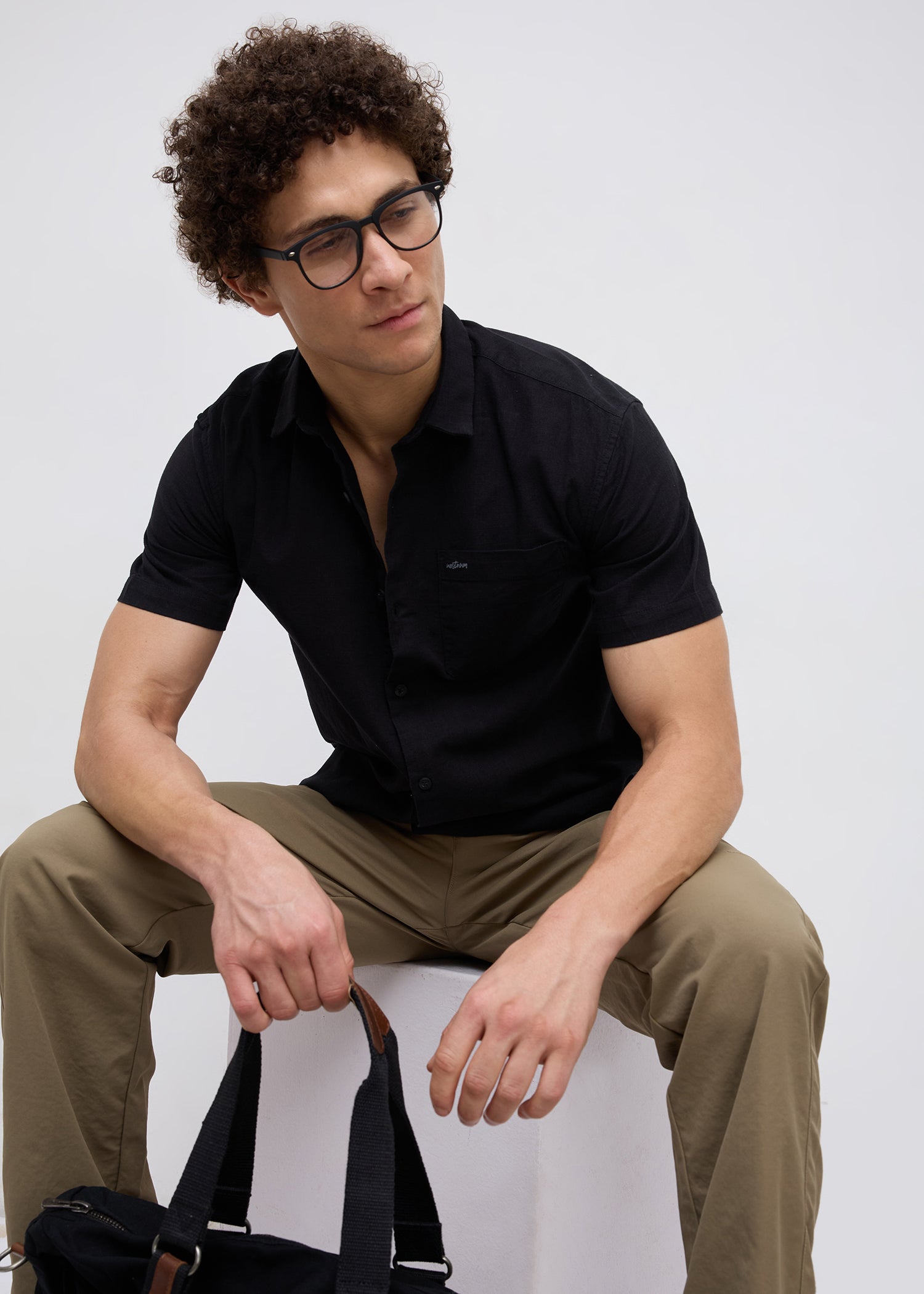 Caroline Half Sleeve Shirt: Black