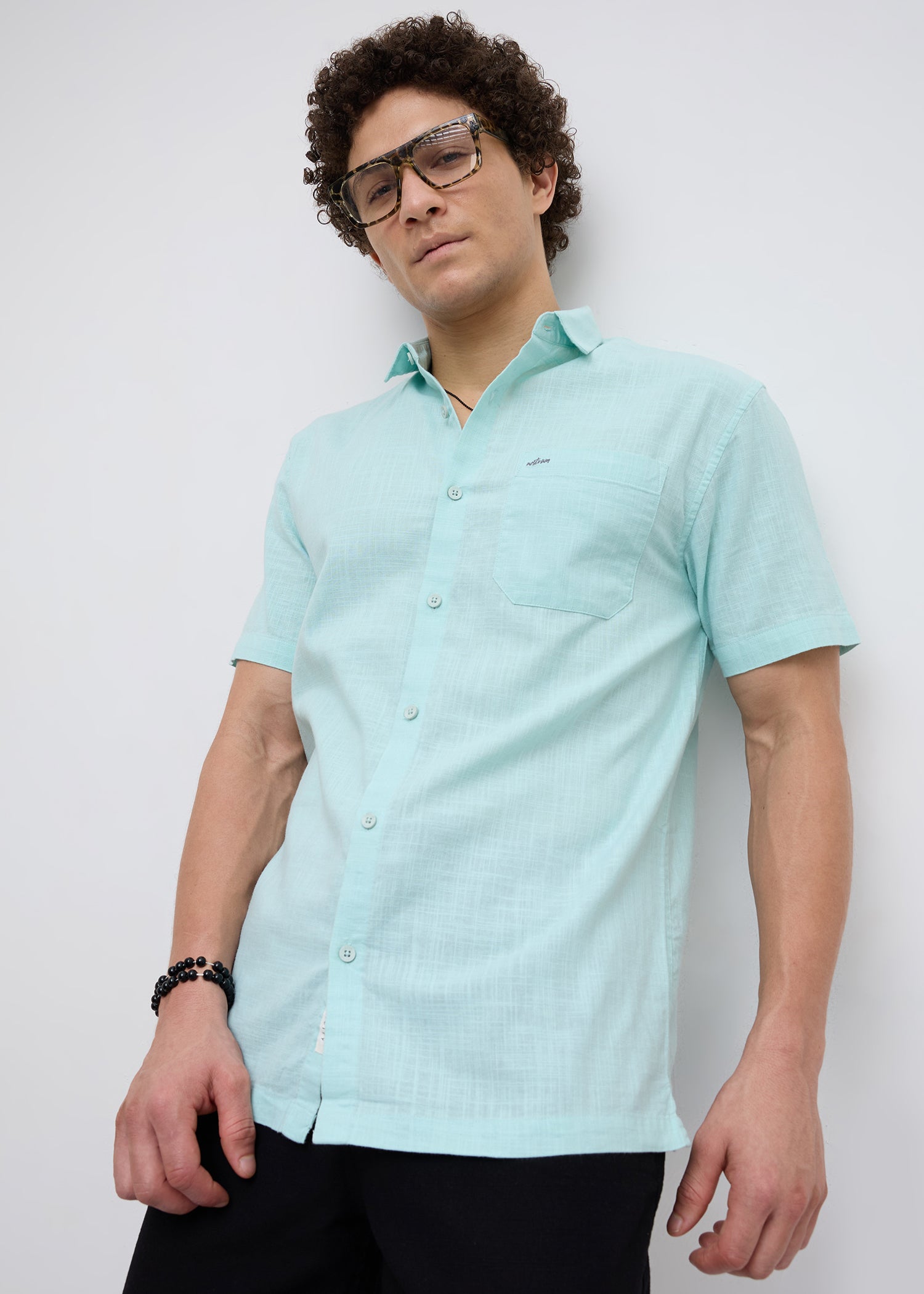 Caroline Half Sleeve Shirt: Sea Green