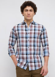 Moonbow Checked Full Sleeve Shirt: Airforce Blue