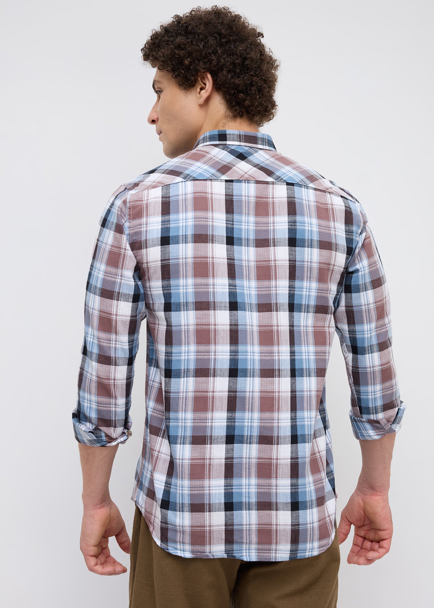 Moonbow Checked Full Sleeve Shirt: Airforce Blue