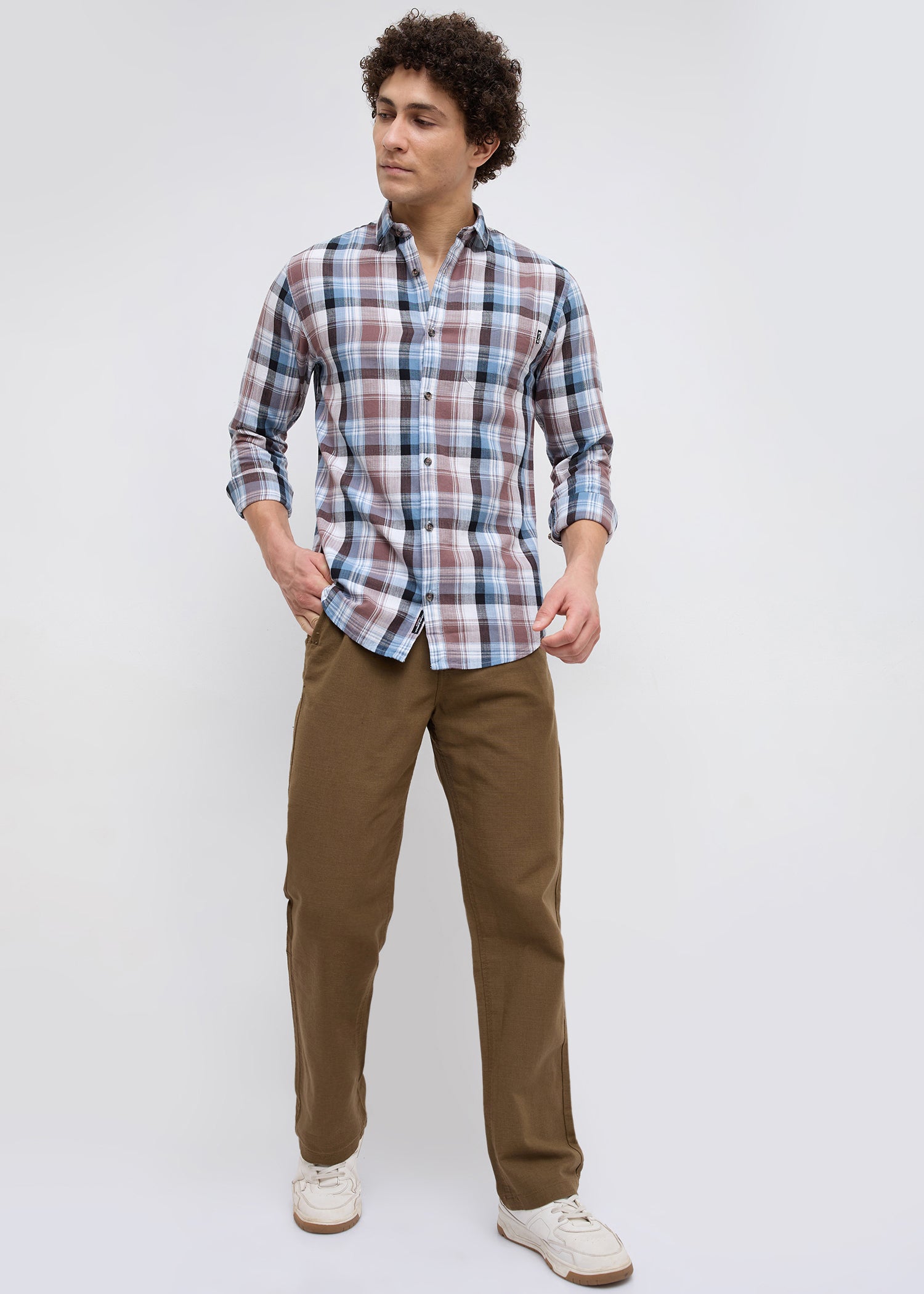 Moonbow Checked Full Sleeve Shirt: Airforce Blue