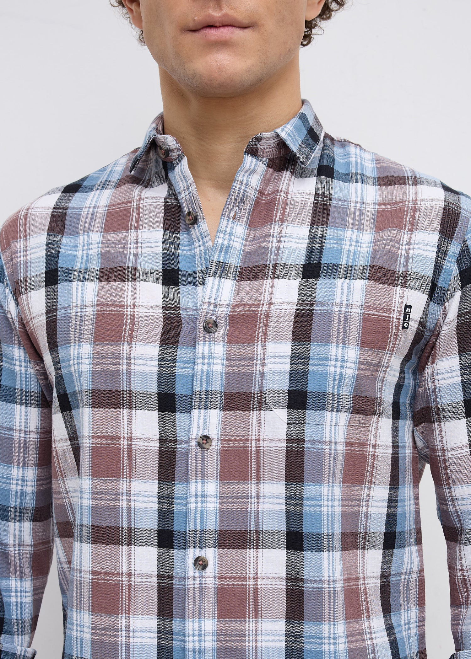 Moonbow Checked Full Sleeve Shirt: Airforce Blue