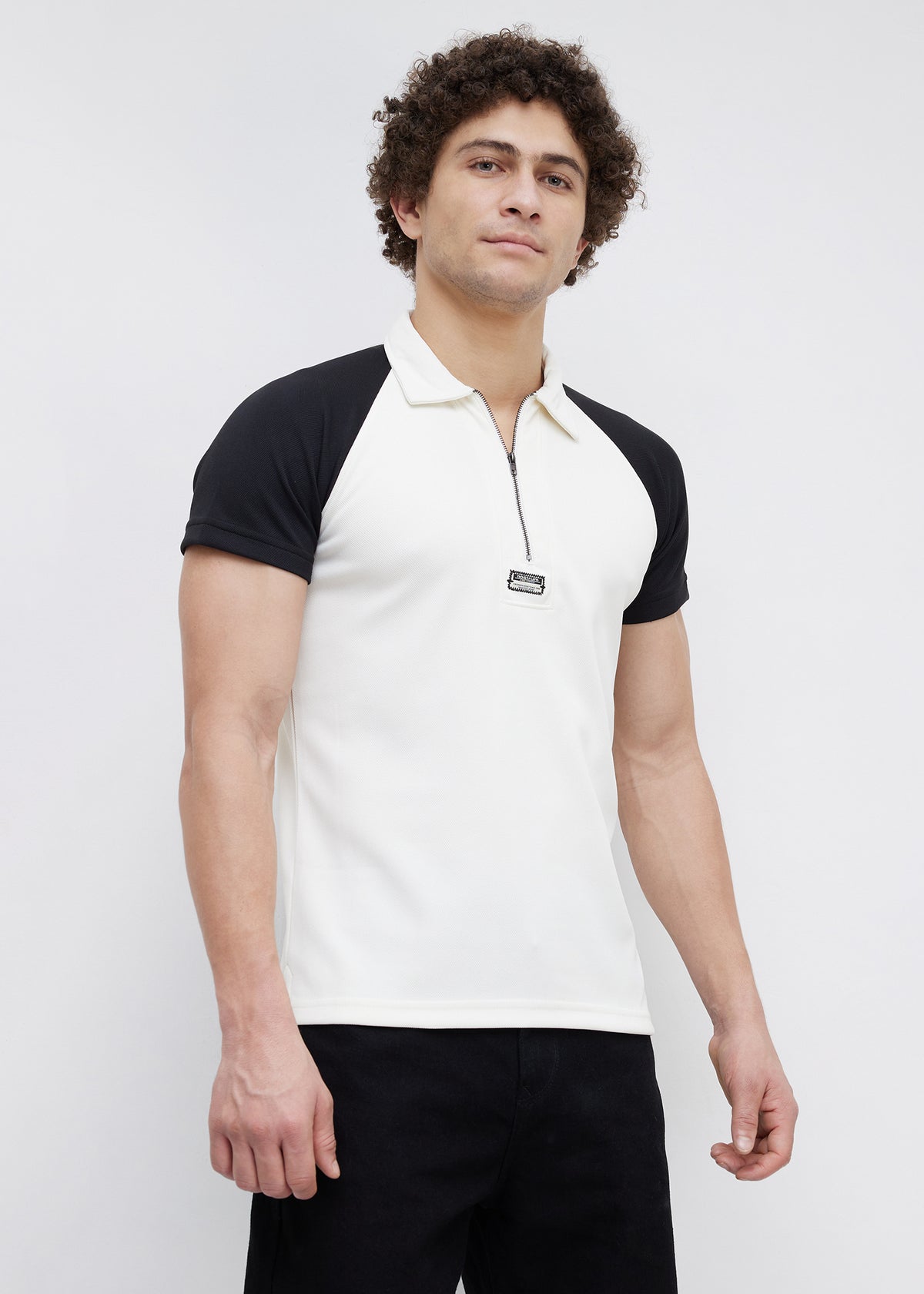 Sunset Colourblock Polo: Off-White