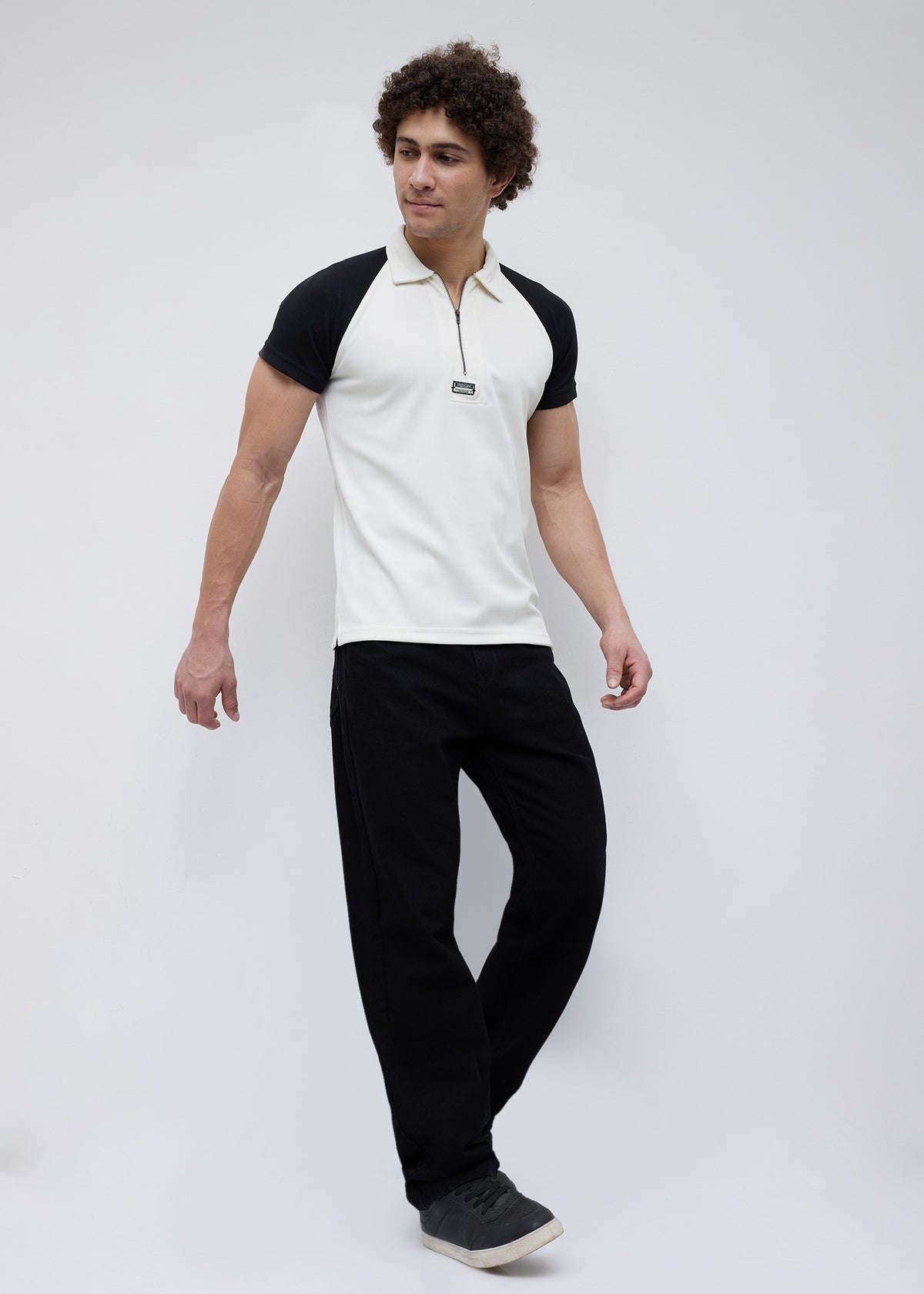 Sunset Colourblock Polo: Off-White