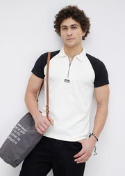 Sunset Colourblock Polo: Off-White
