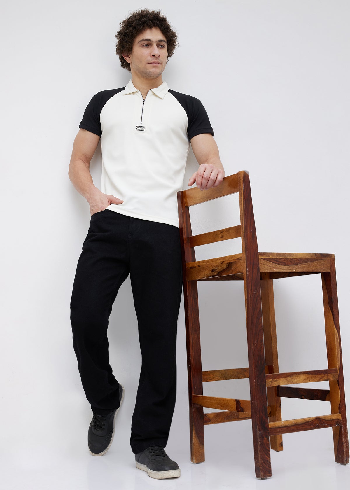 Sunset Colourblock Polo: Off-White