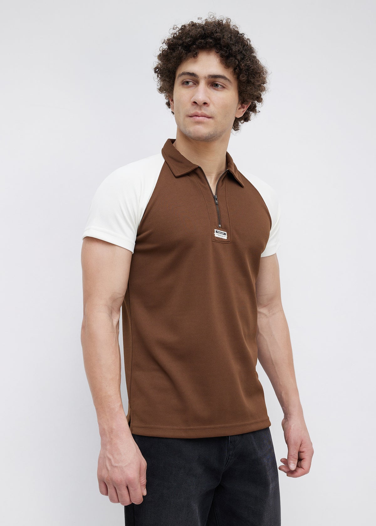 Sunset Colourblock Polo: Brown