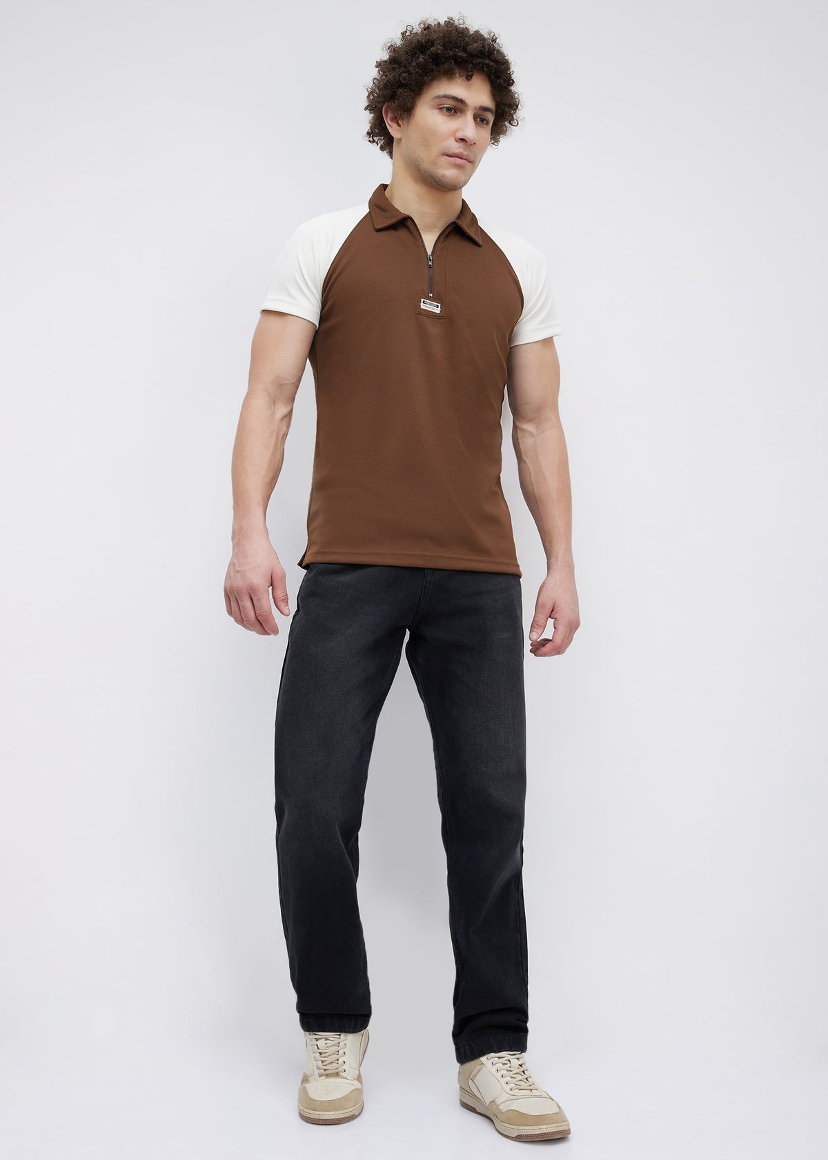 Sunset Colourblock Polo: Brown