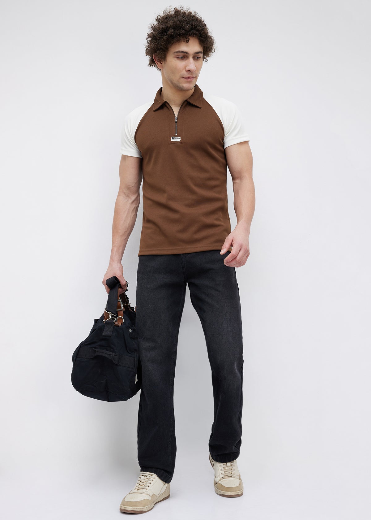 Sunset Colourblock Polo: Brown