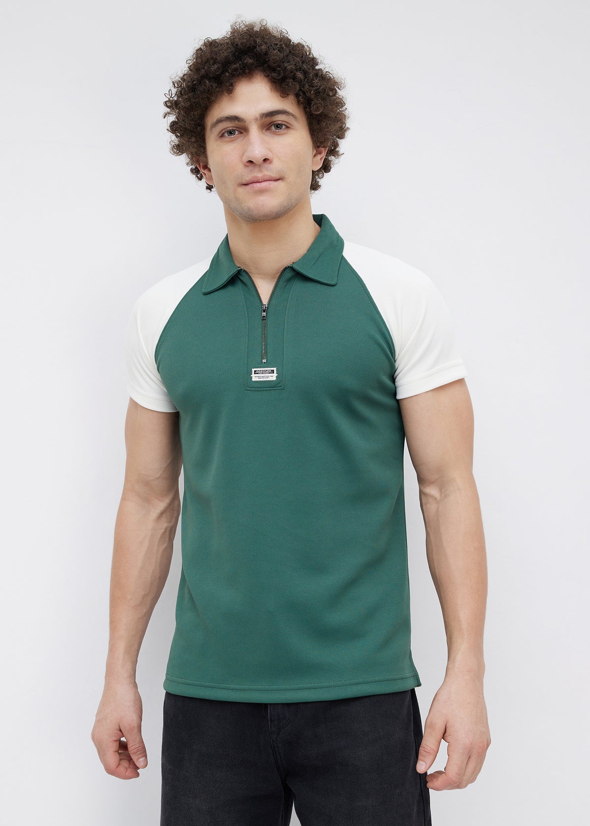 Sunset Colourblock Polo: B.Green