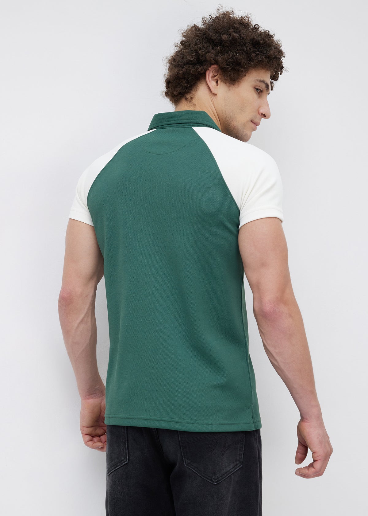 Sunset Colourblock Polo: B.Green