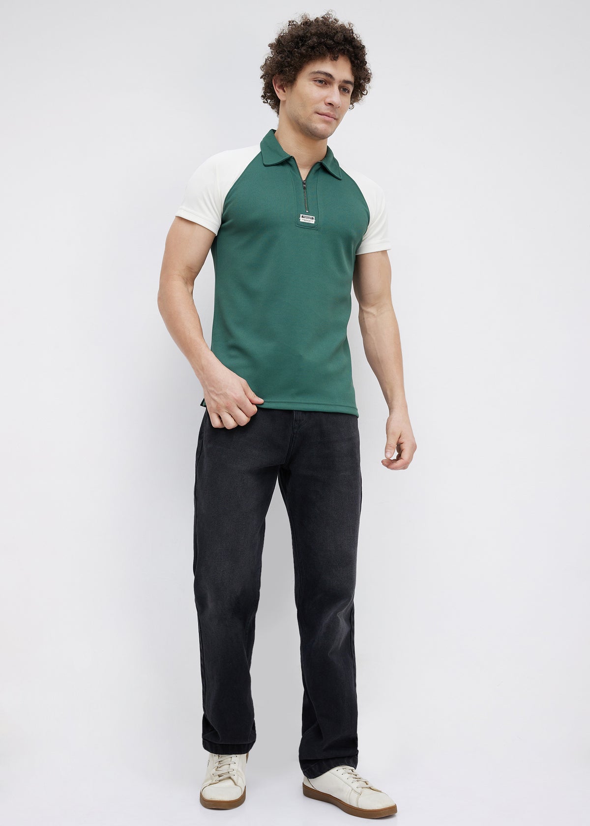 Sunset Colourblock Polo: B.Green