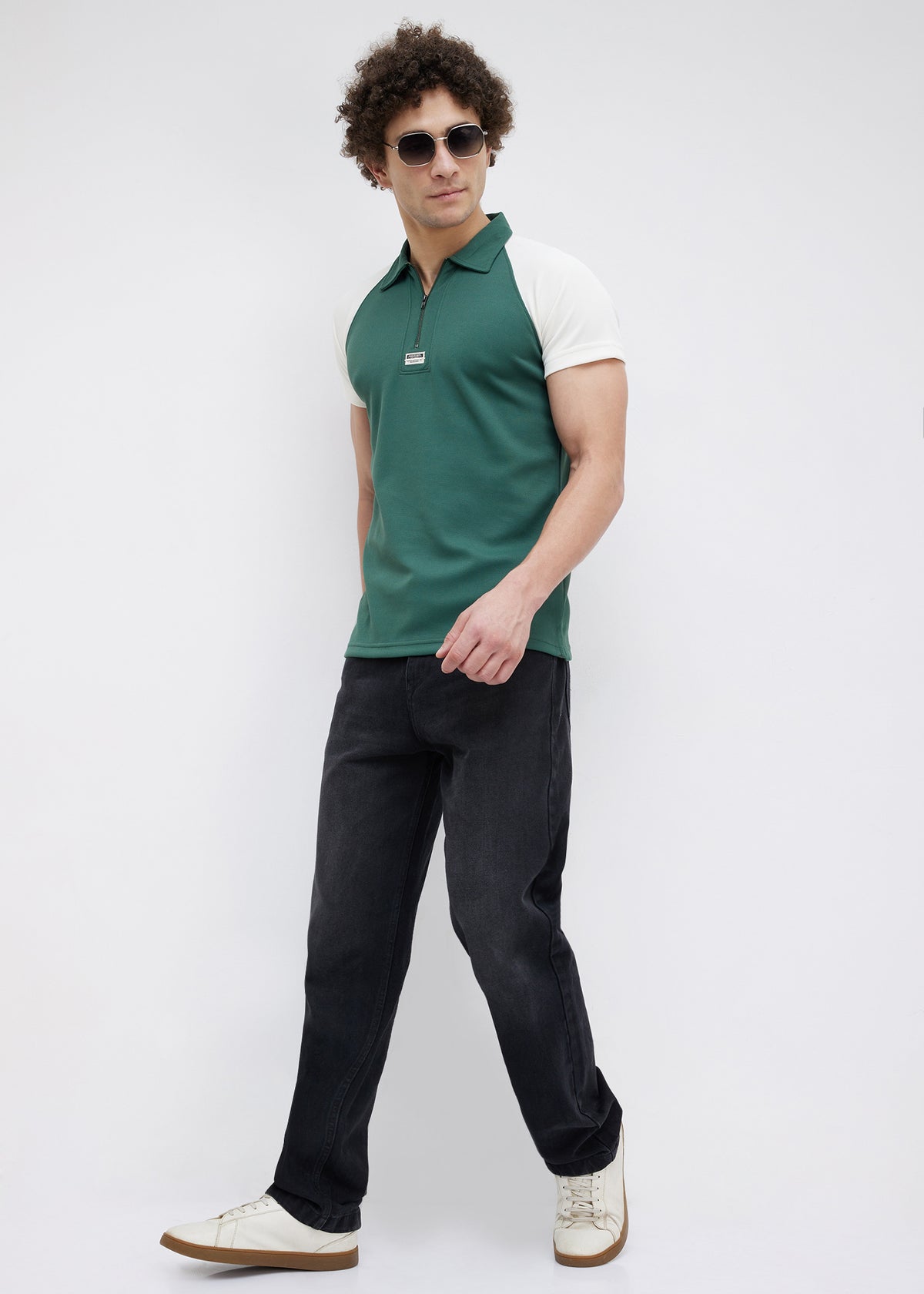 Sunset Colourblock Polo: B.Green