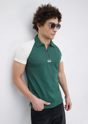Sunset Colourblock Polo: B.Green