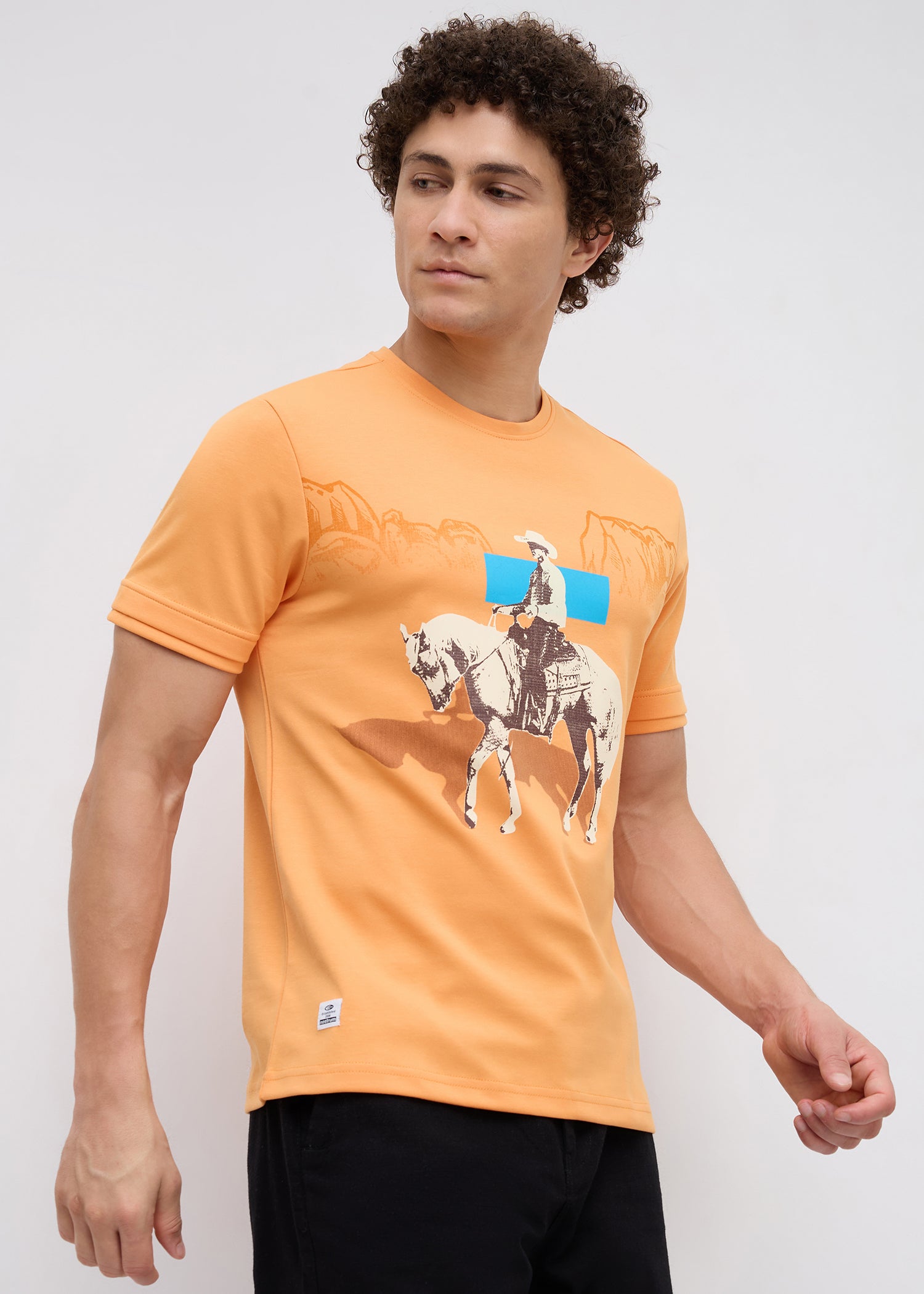 Plunkett Graphic Round Neck T-Shirt: Orange