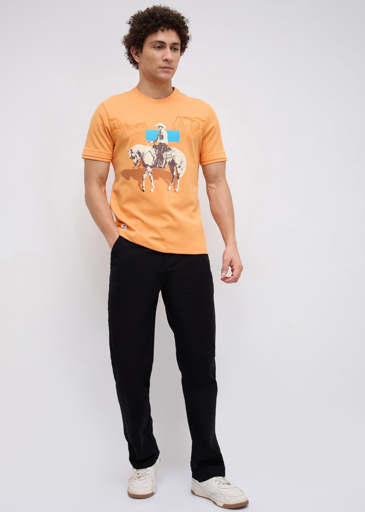 Plunkett Graphic Round Neck T-Shirt: Orange