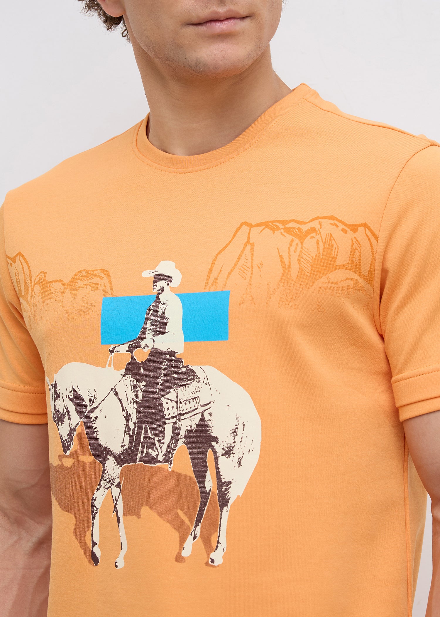 Plunkett Graphic Round Neck T-Shirt: Orange