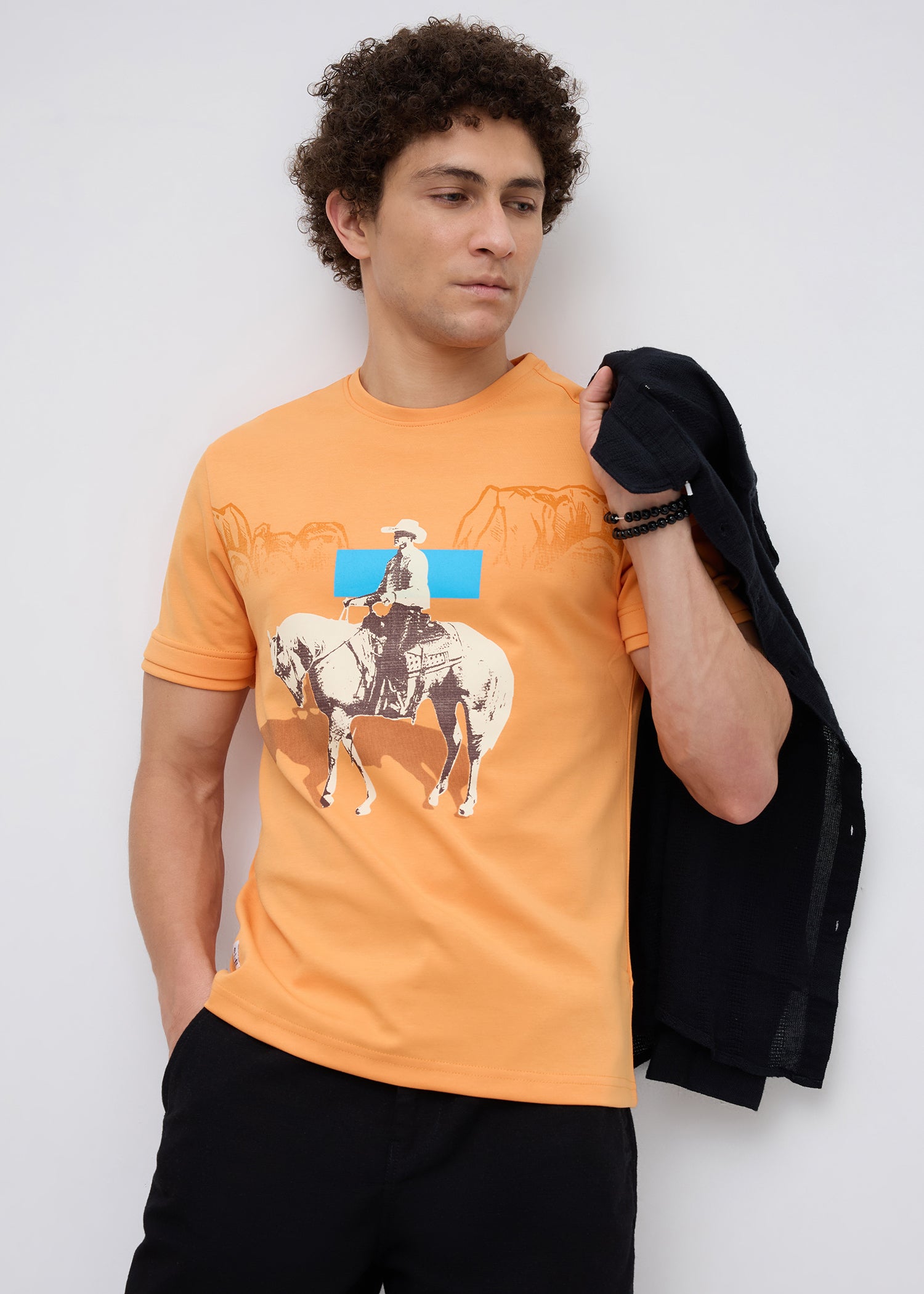 Plunkett Graphic Round Neck T-Shirt: Orange