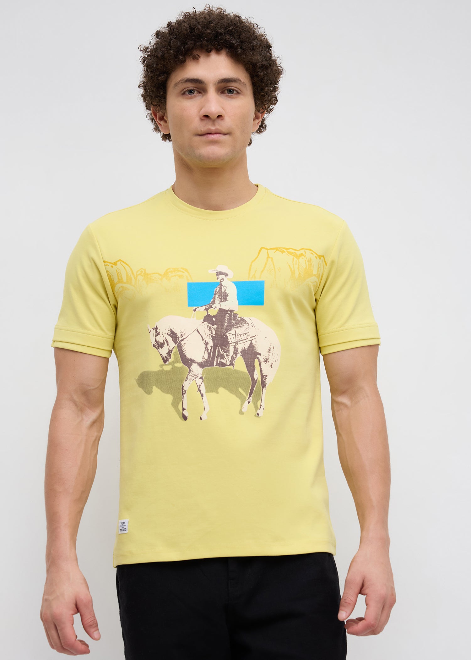 Plunkett Graphic Round Neck T-Shirt: Yellow