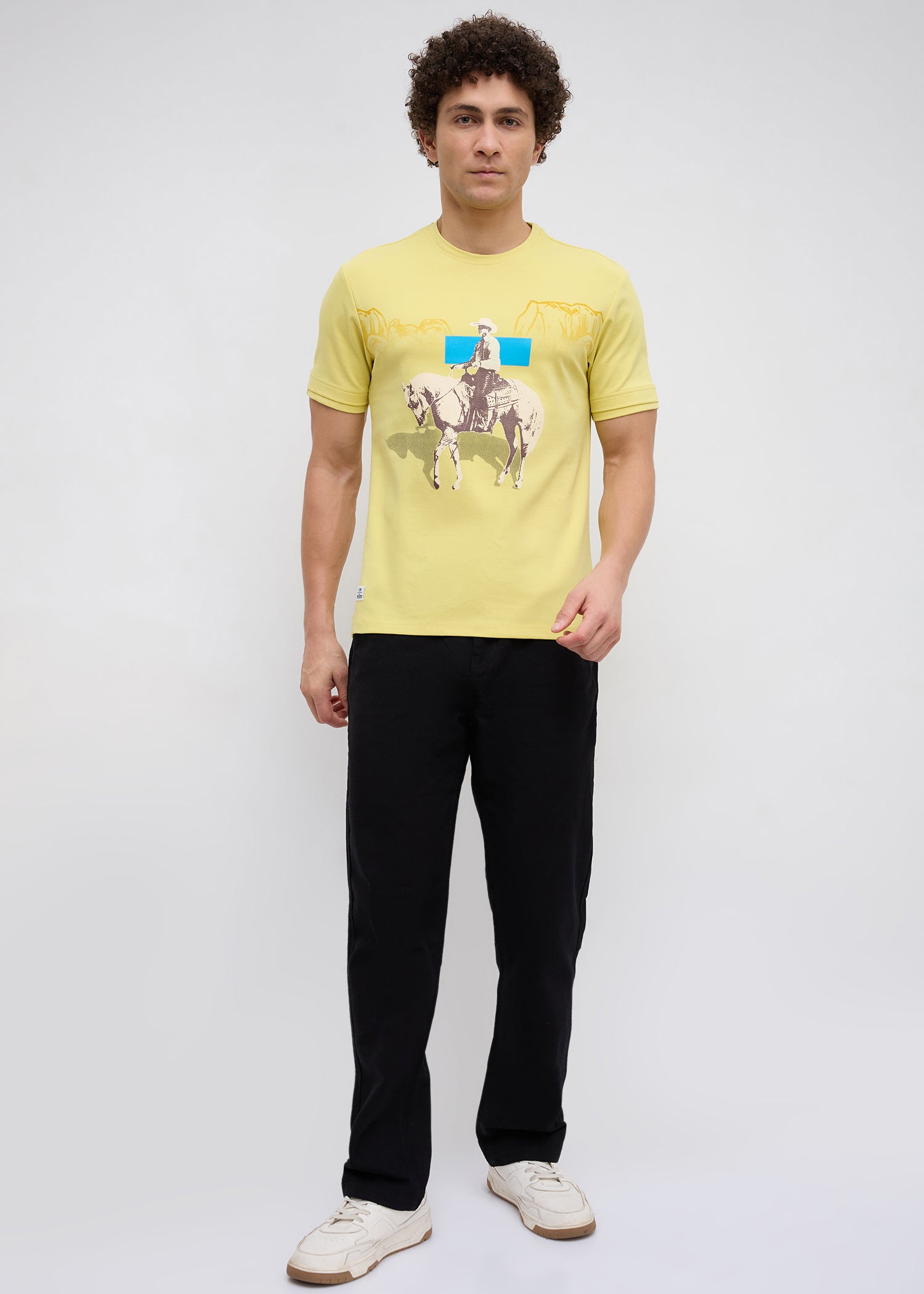 Plunkett Graphic Round Neck T-Shirt: Yellow
