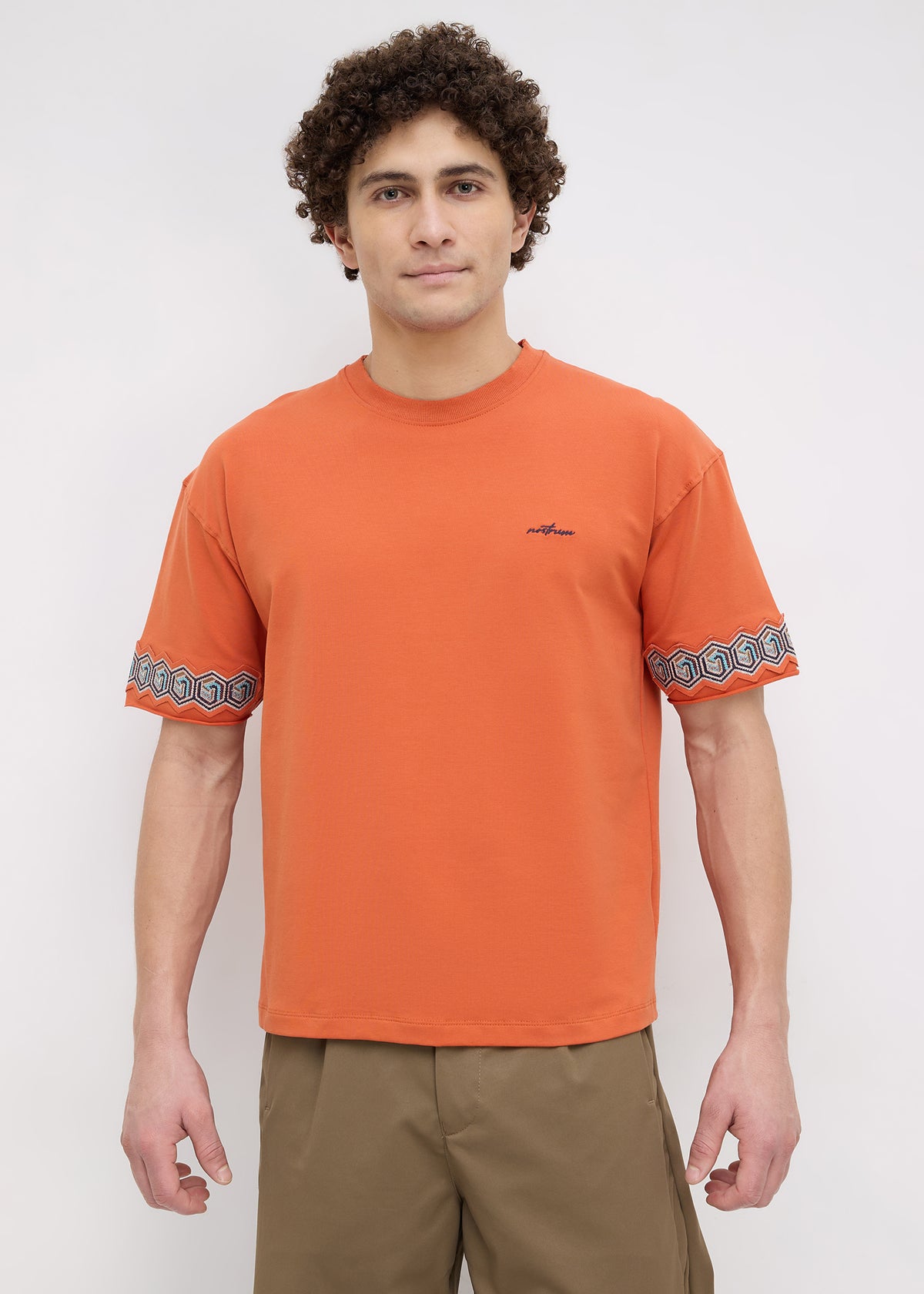 Breeze Embroidered Oversized T-Shirt: Rust