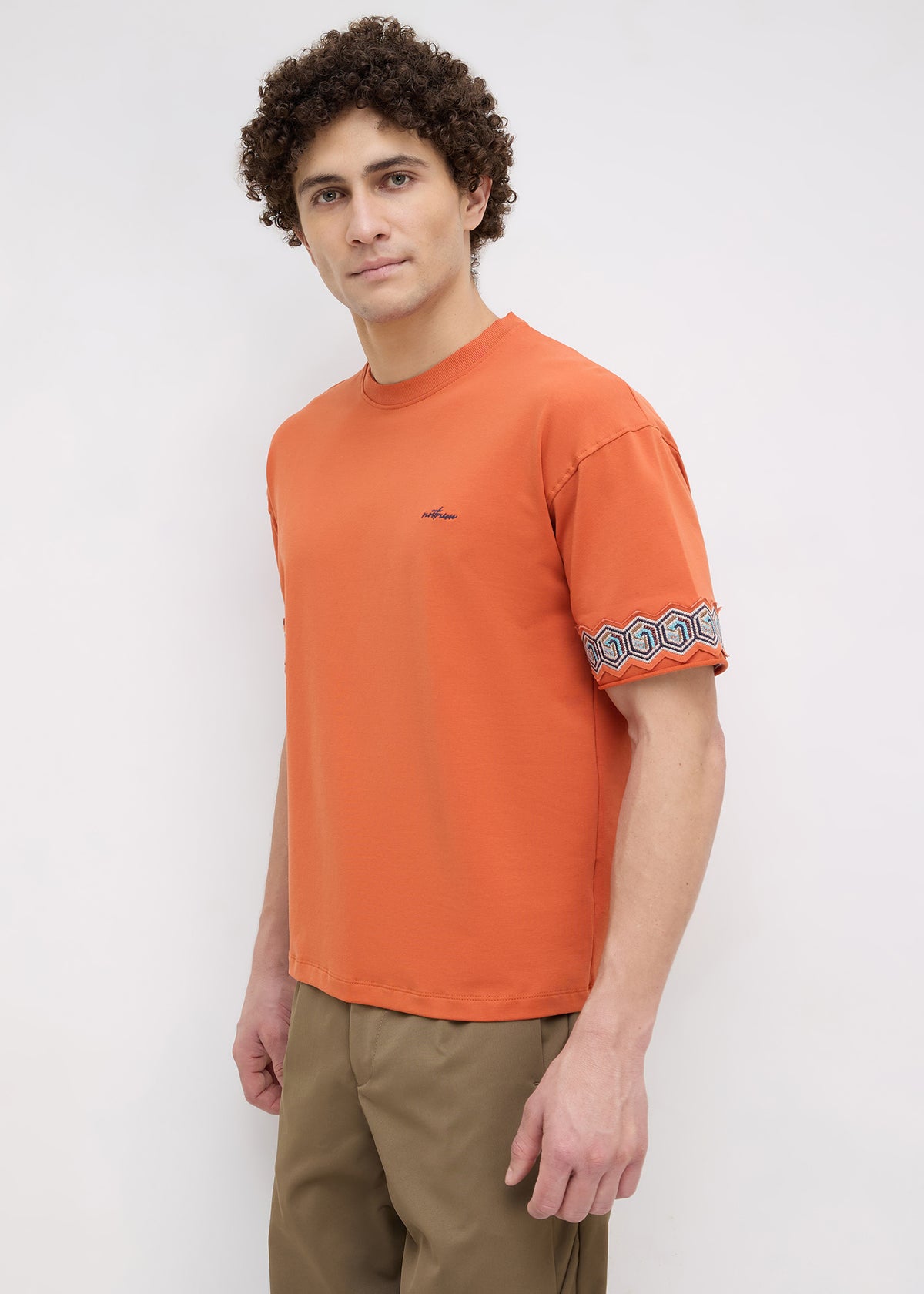 Breeze Embroidered Oversized T-Shirt: Rust