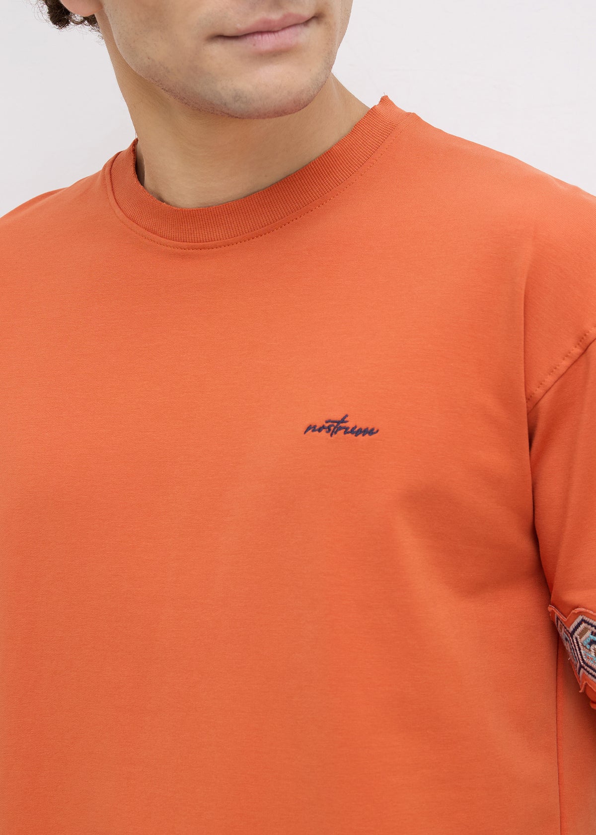 Breeze Embroidered Oversized T-Shirt: Rust