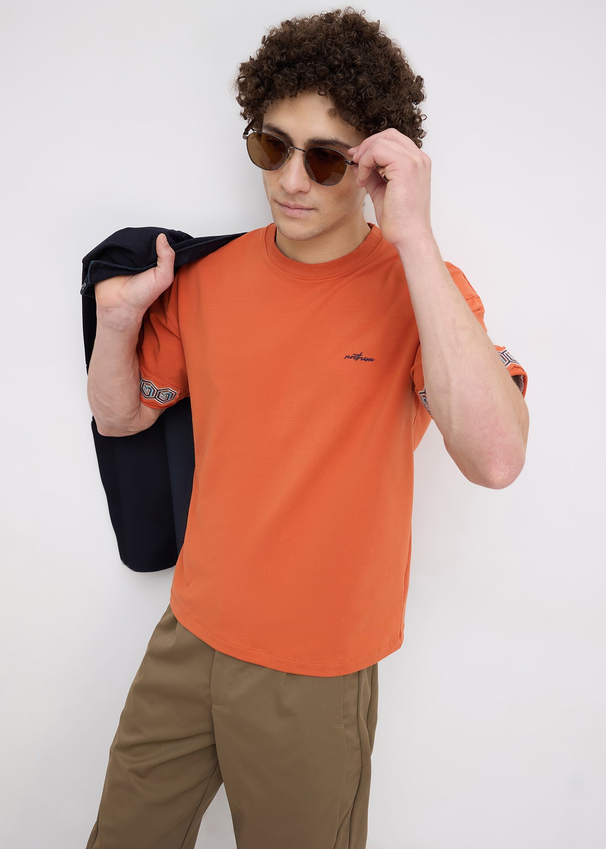 Breeze Embroidered Oversized T-Shirt: Rust