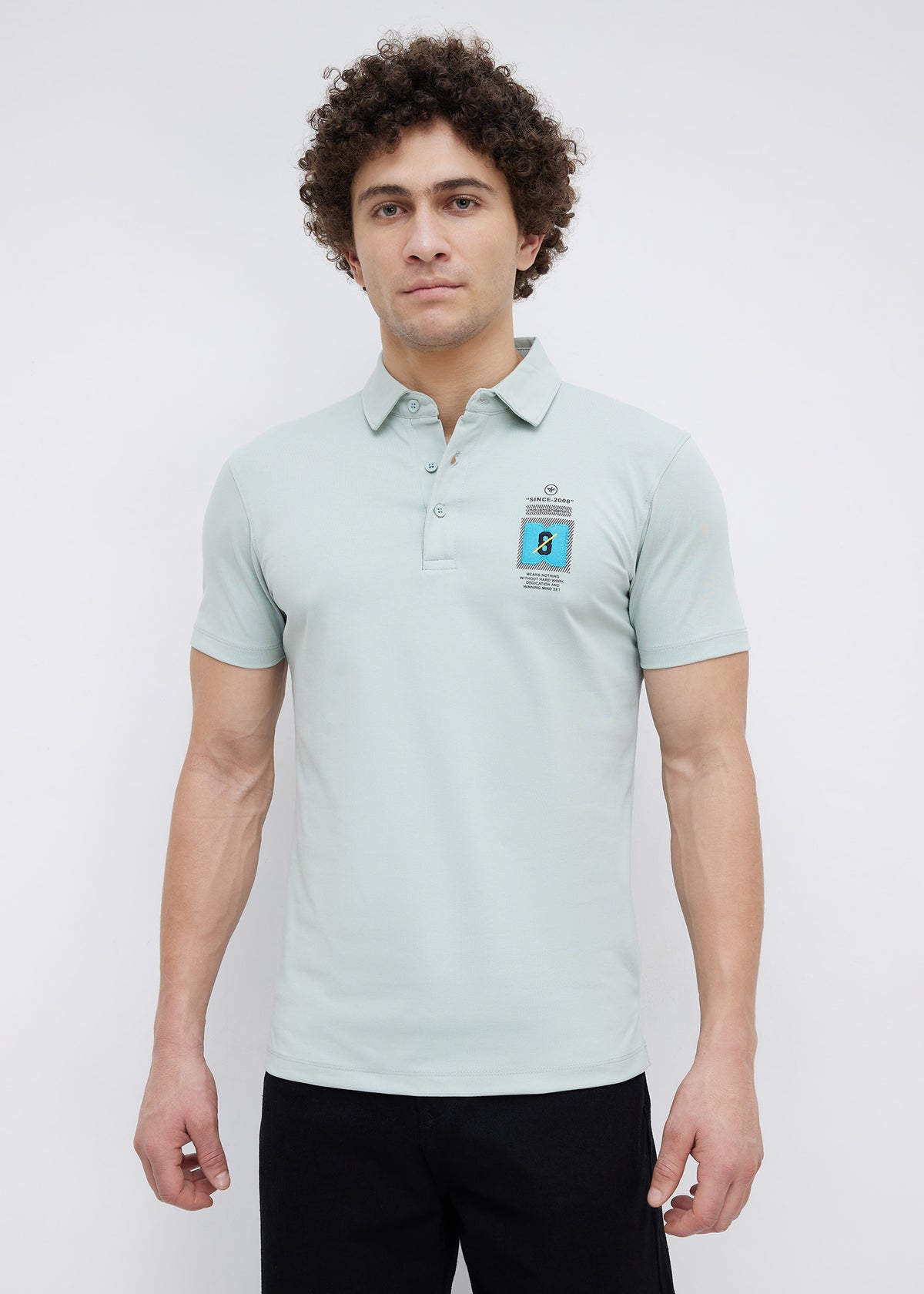 Dedication Graphic Print Polo: Sea Green