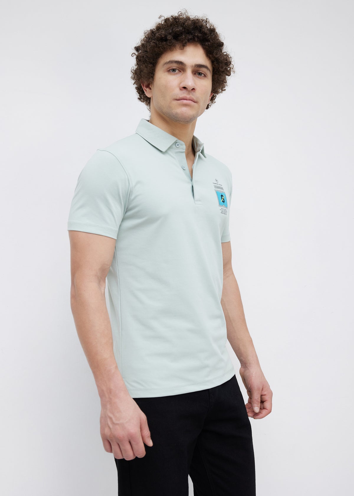 Dedication Graphic Print Polo: Sea Green