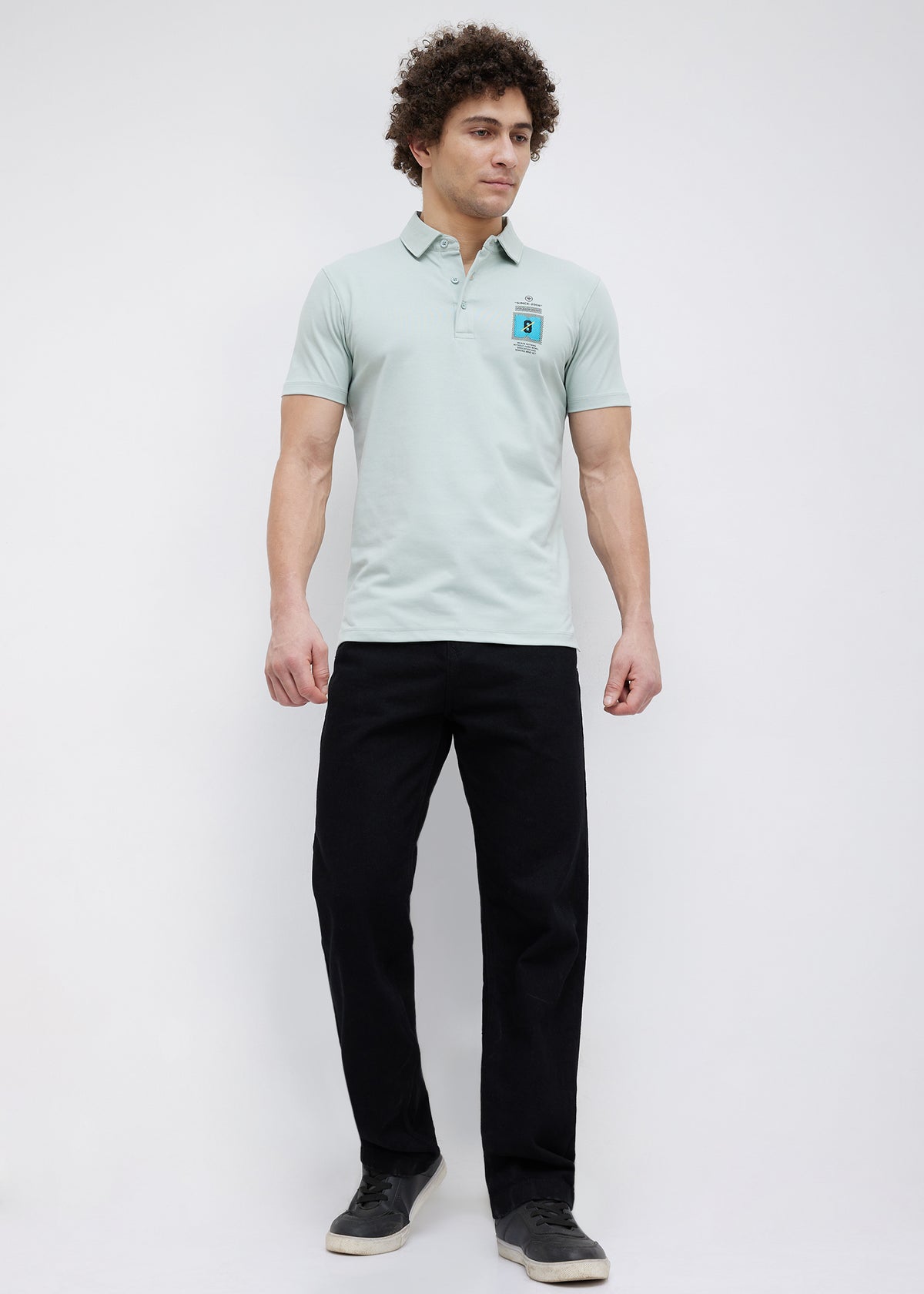 Dedication Graphic Print Polo: Sea Green