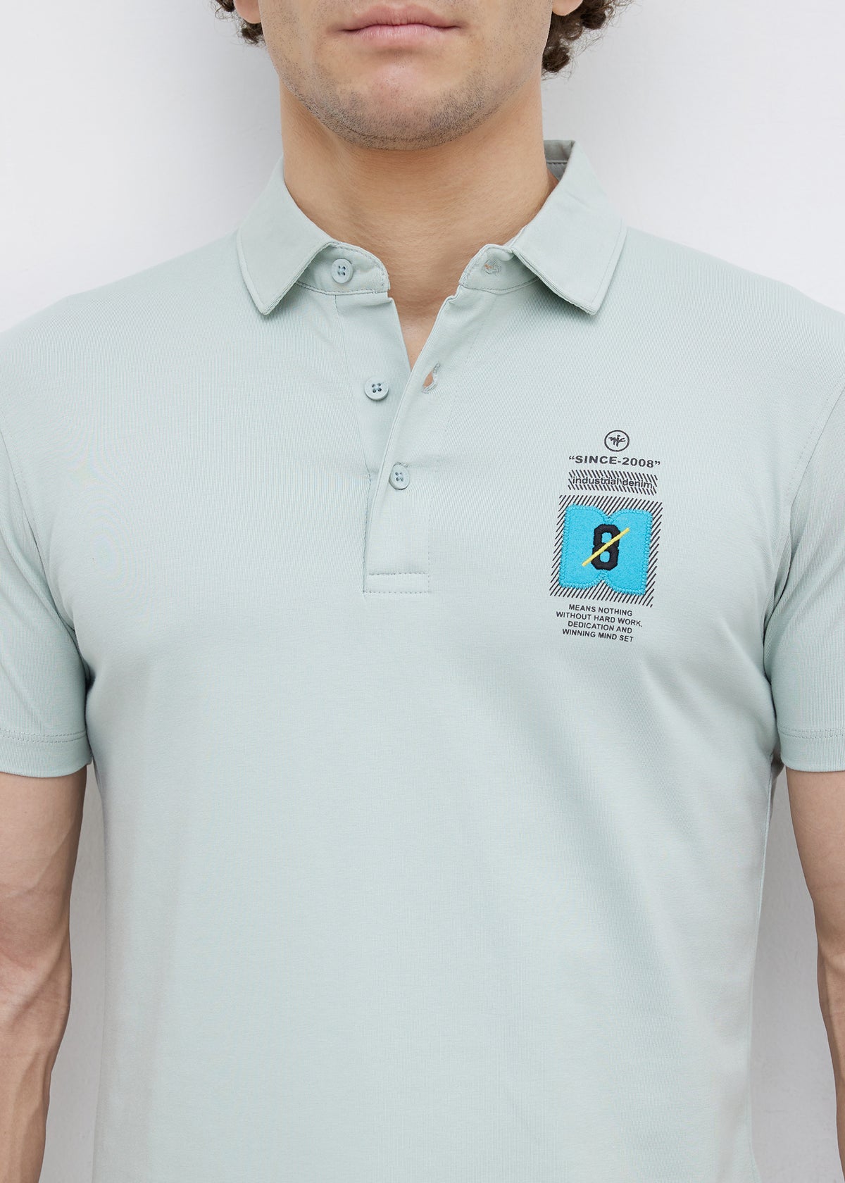 Dedication Graphic Print Polo: Sea Green
