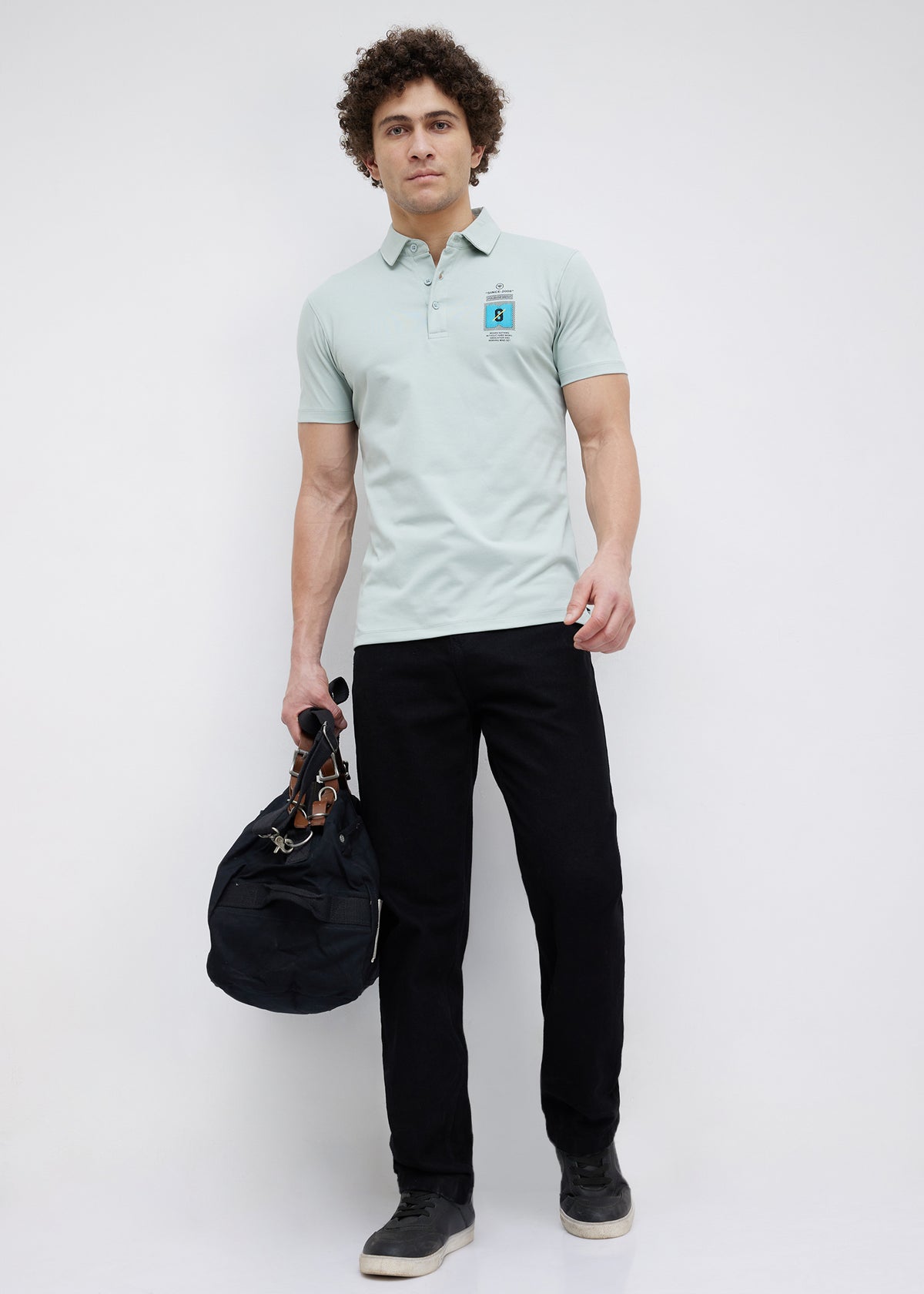 Dedication Graphic Print Polo: Sea Green