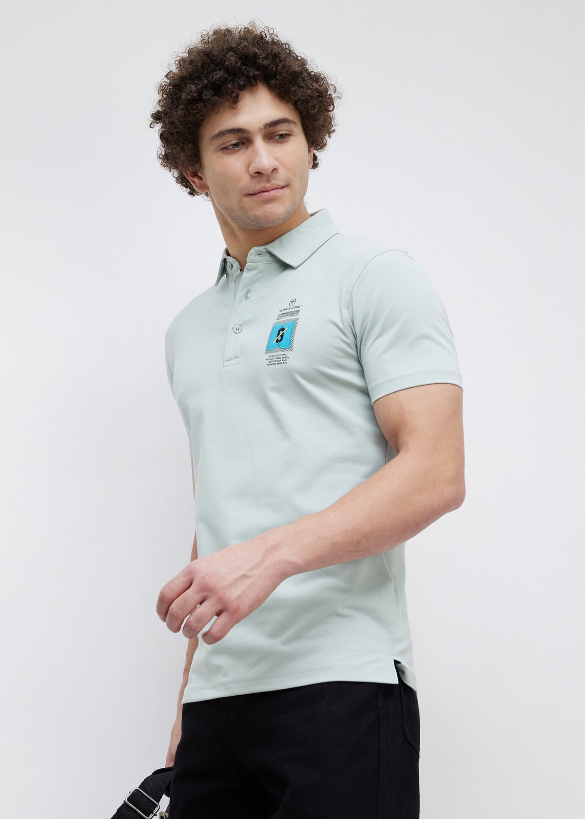 Dedication Graphic Print Polo: Sea Green