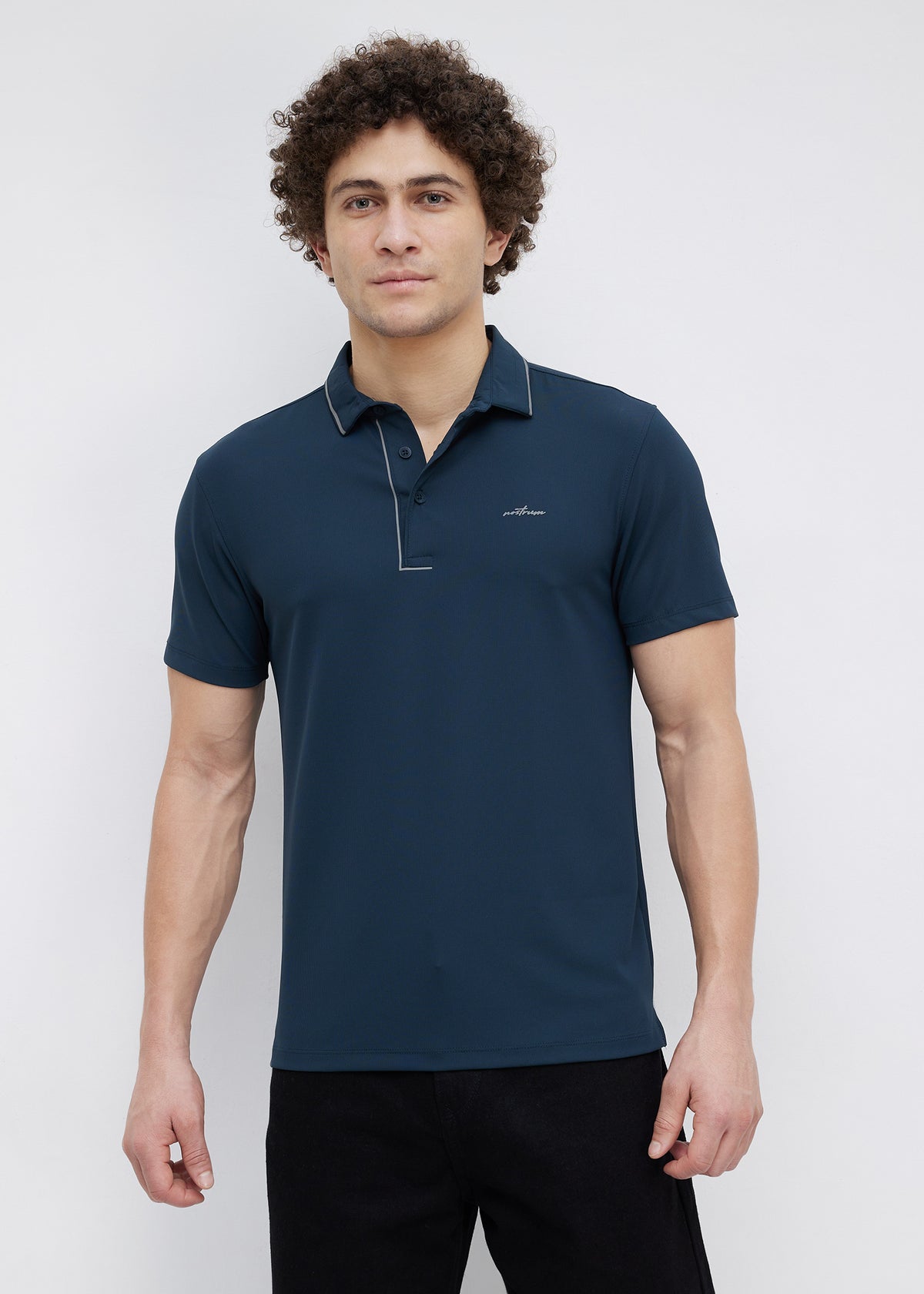 Mullet Half Sleeve Polo: D.Blue