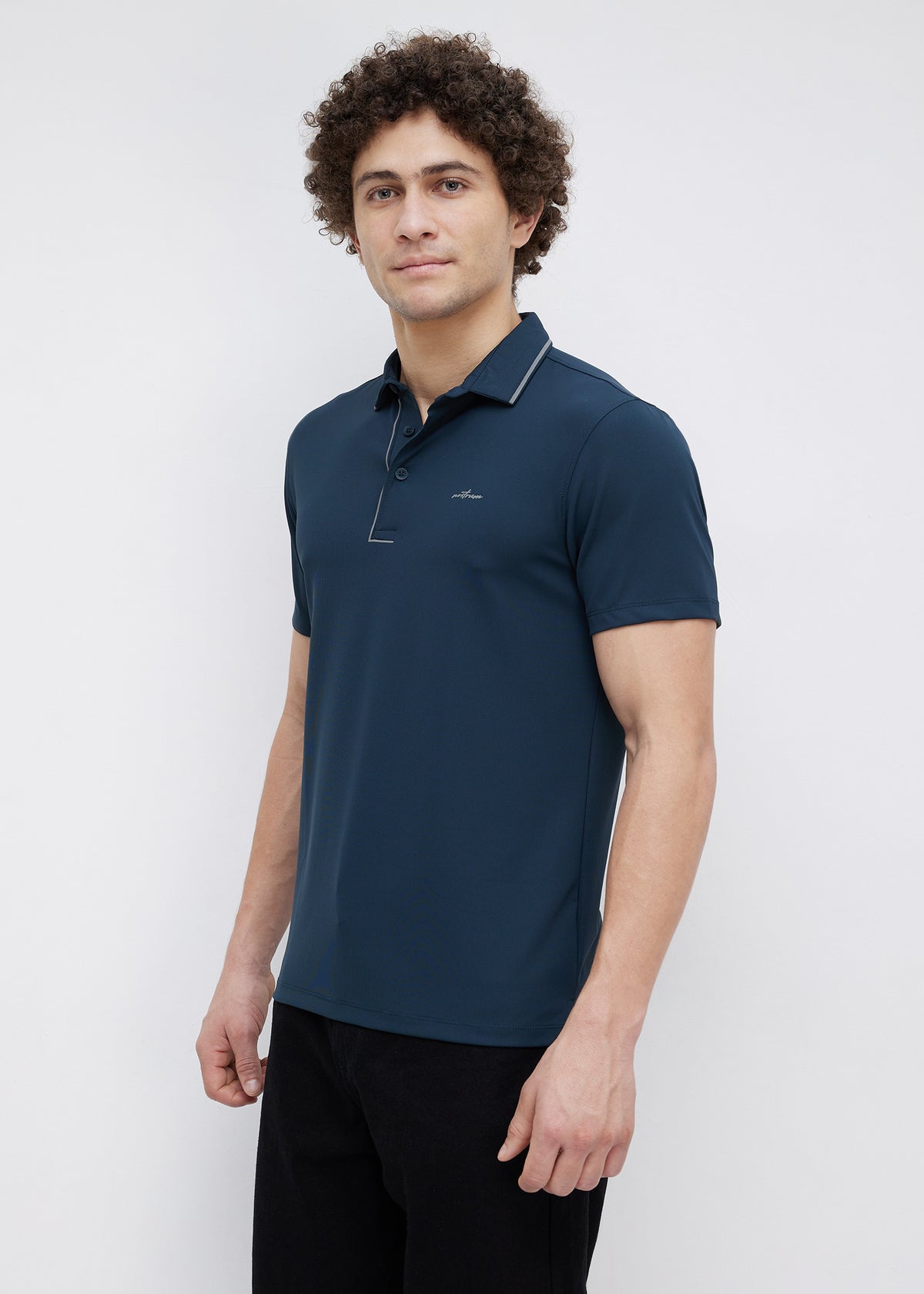 Mullet Half Sleeve Polo: D.Blue