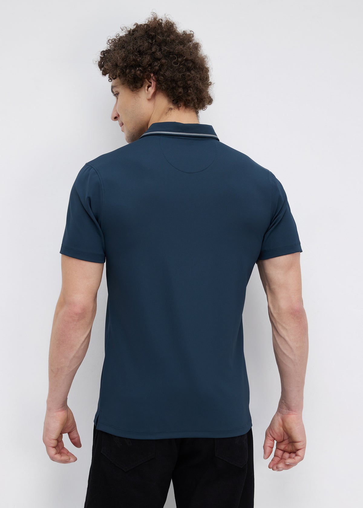 Mullet Half Sleeve Polo: D.Blue