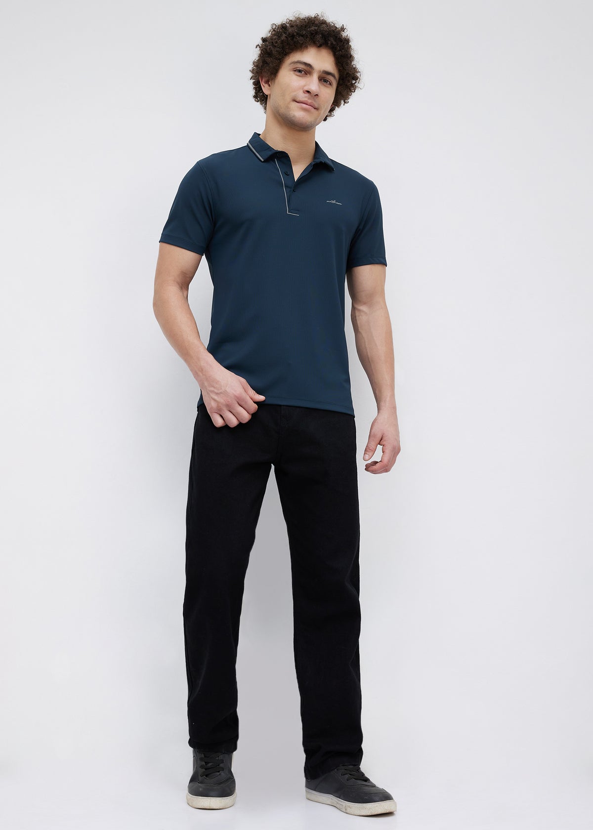 Mullet Half Sleeve Polo: D.Blue