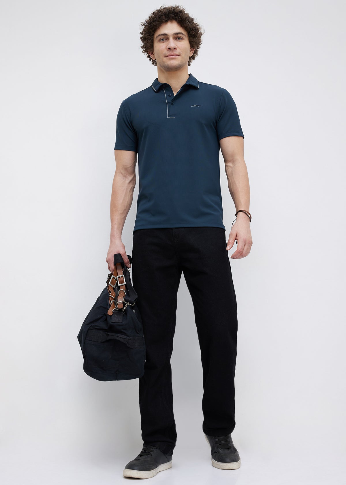 Mullet Half Sleeve Polo: D.Blue