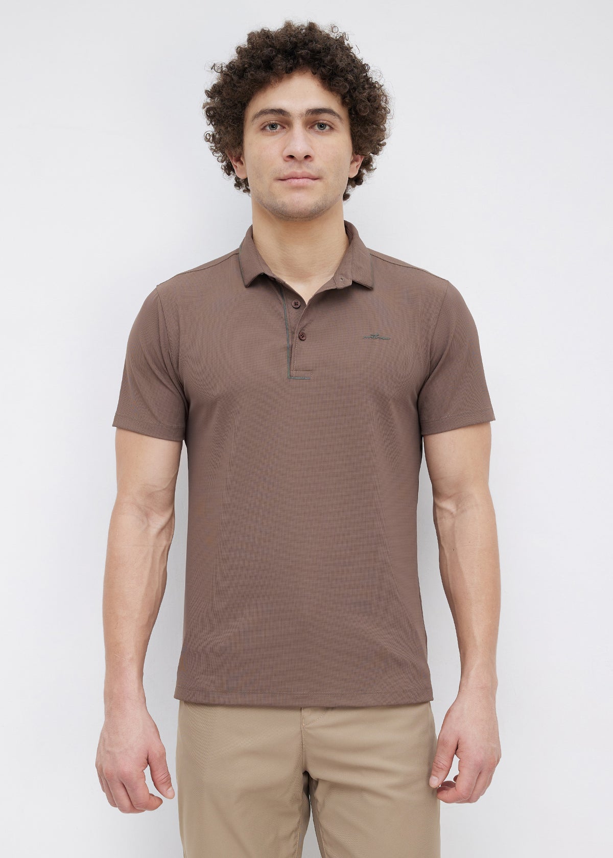 Mullet Half Sleeve Polo: Brown