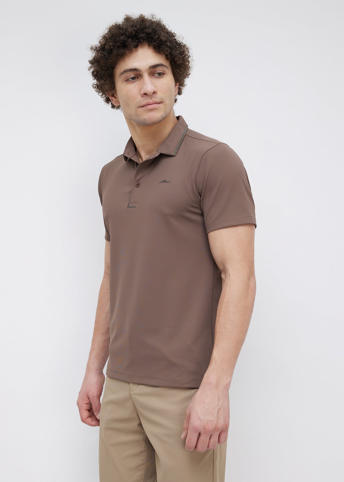 Mullet Half Sleeve Polo: Brown