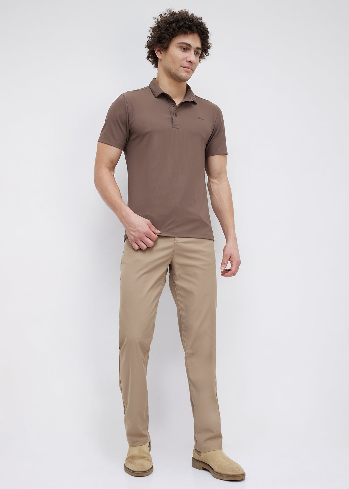 Mullet Half Sleeve Polo: Brown