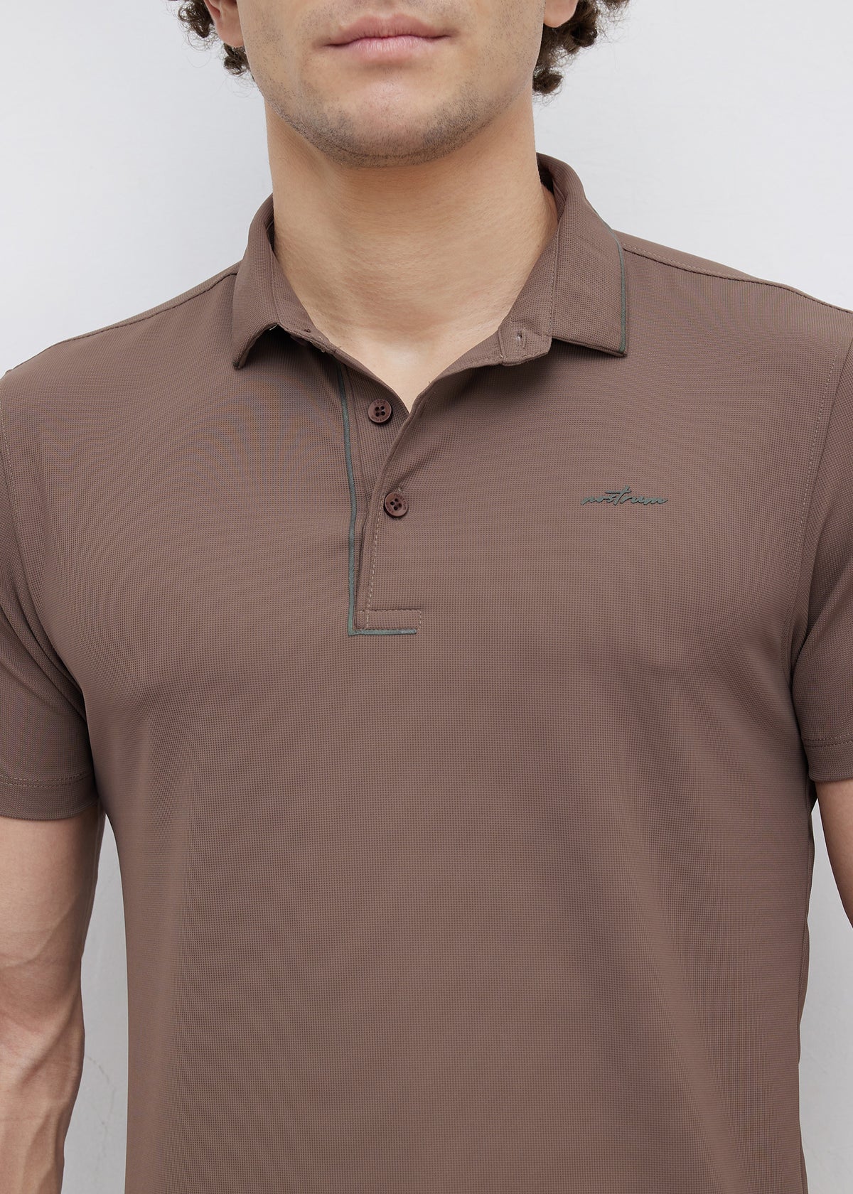 Mullet Half Sleeve Polo: Brown