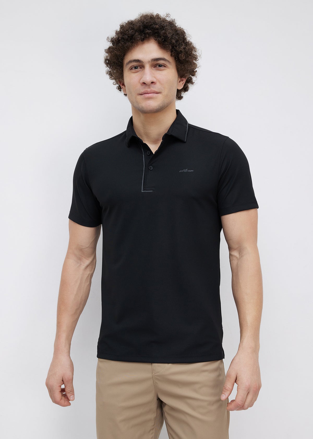 Mullet Half Sleeve Polo: Black