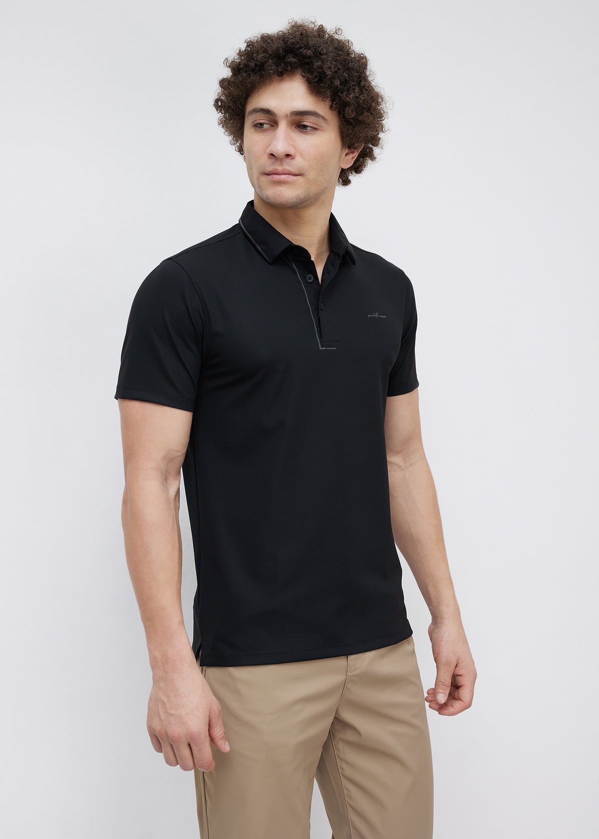 Mullet Half Sleeve Polo: Black